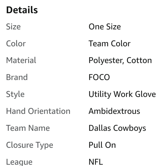 NWT Men's Dallas Cowboy FOCO Gloves - Picture 6 of 6